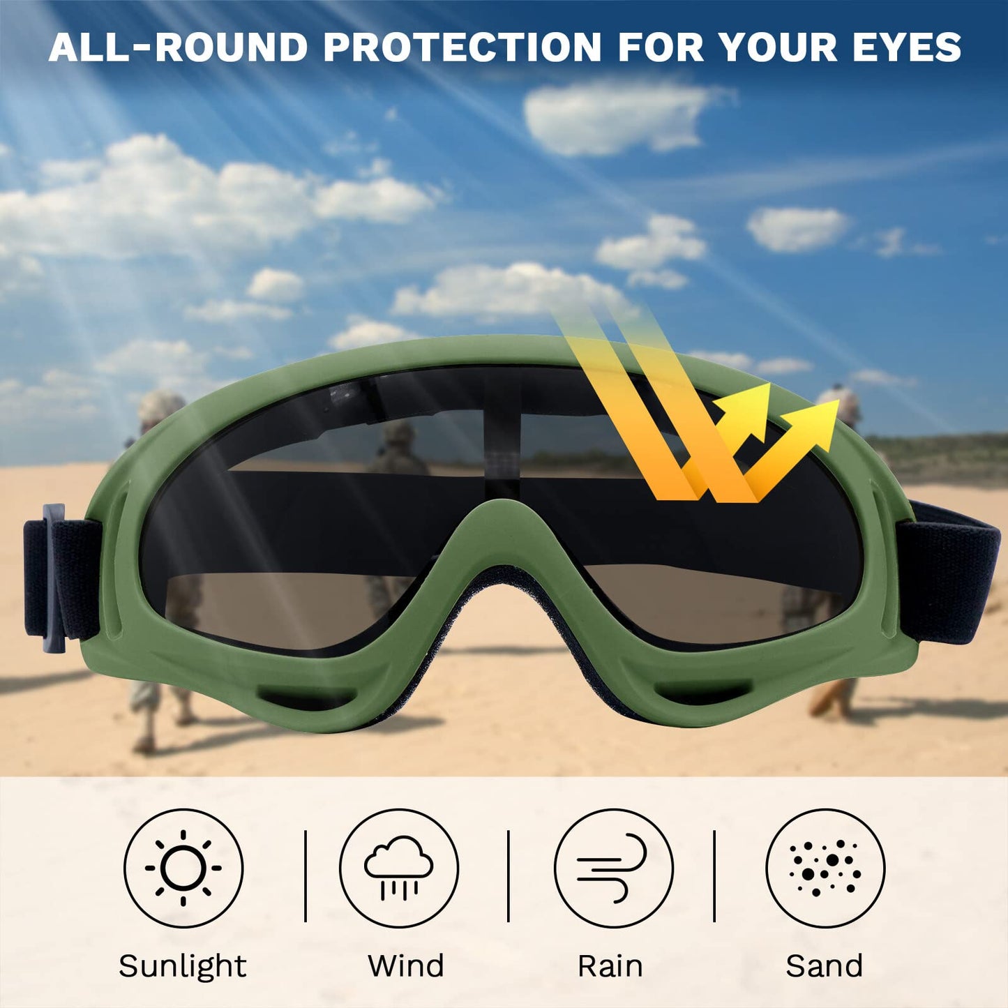 Yzpacc Airsoft Mask with Goggles, Foldable Half Face Airsoft Mesh Mask with Ear Protection for Paintball Shooting Cosplay CS Game