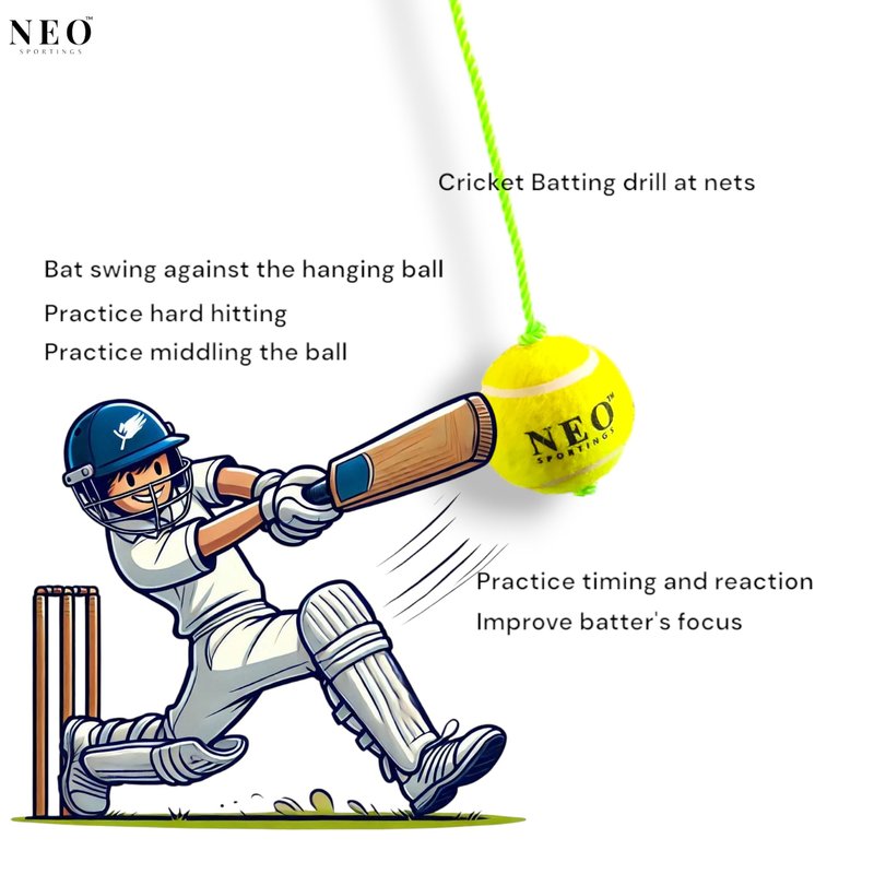 Neo Sportings_Training/Playing/Hanging_3 mtrs Nylon Rope, for Practice and Drill, Cricket/Baseball/Slightly Light Weight Ball 80-90 Grams =Pack of 1