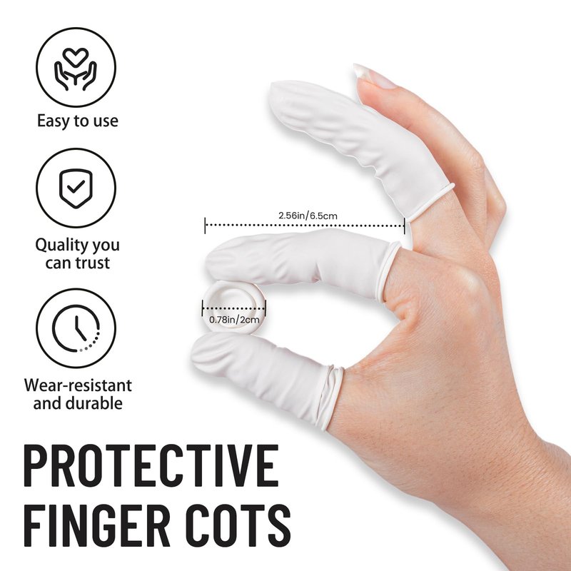 Professional Rubber Finger Cots - Textured Grip & Latex-Free Finger Tip Protectors for Counting Money, Handling Paper, Reusable Protective Guards 2.67" x 0.98", Labor Protection Finger Guards (300PCS)