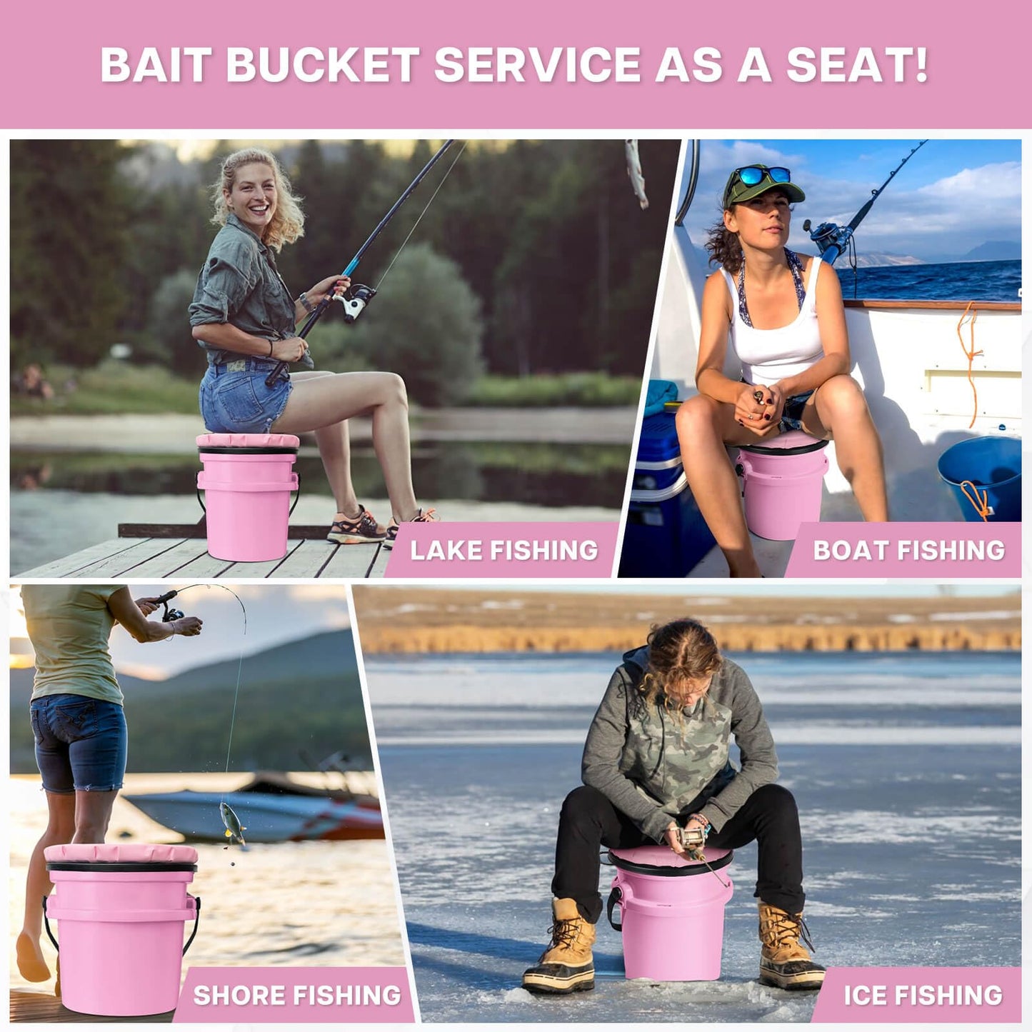 5 Gallon Bucket Seat for Yeti Bucket Only, Swivel Bucket Lid with Padded Top for Cozy Sitting, Bucket Seat Cushion for Outdoor Fishing,Hunting,Gardening,Camping,Car Washing, Softball Training