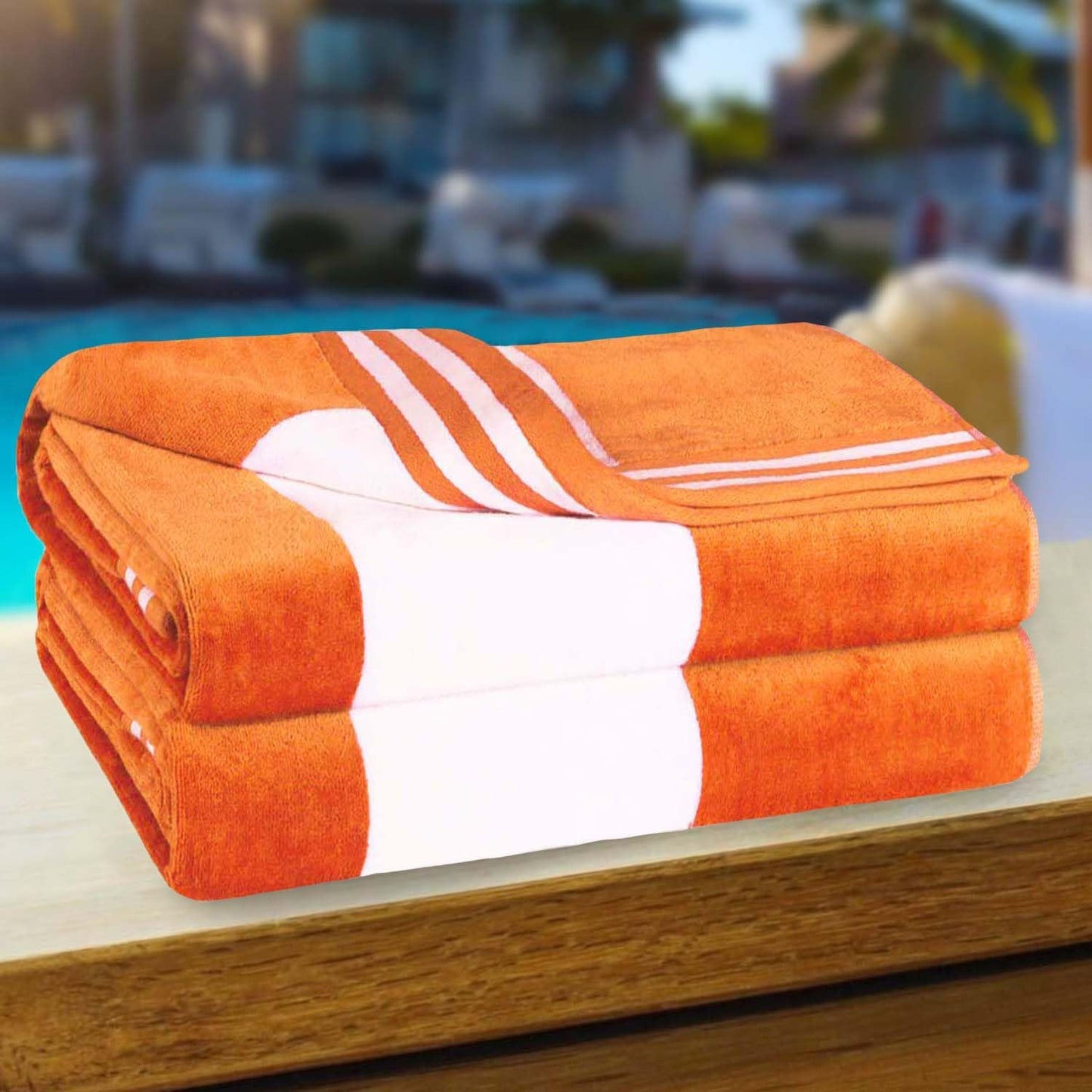 Oversized Beach Towel Set - Soft Orange Cotton Towels for Ultimate Comfort | 2-Pack