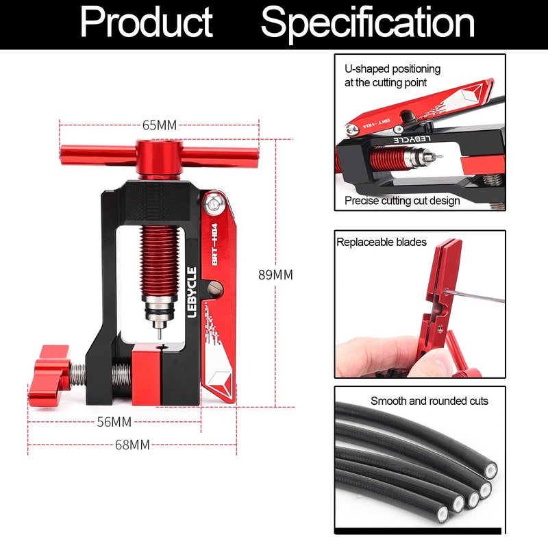 Bicycle Hydraulic Hose Fitting Insertion Tool, Oil Brake Needle Driver Installation, Bicycle Internal Wiring Tools Hydraulic Hose Cutter For Bicycle Olive Banjo Fitting Insert Install Head Press