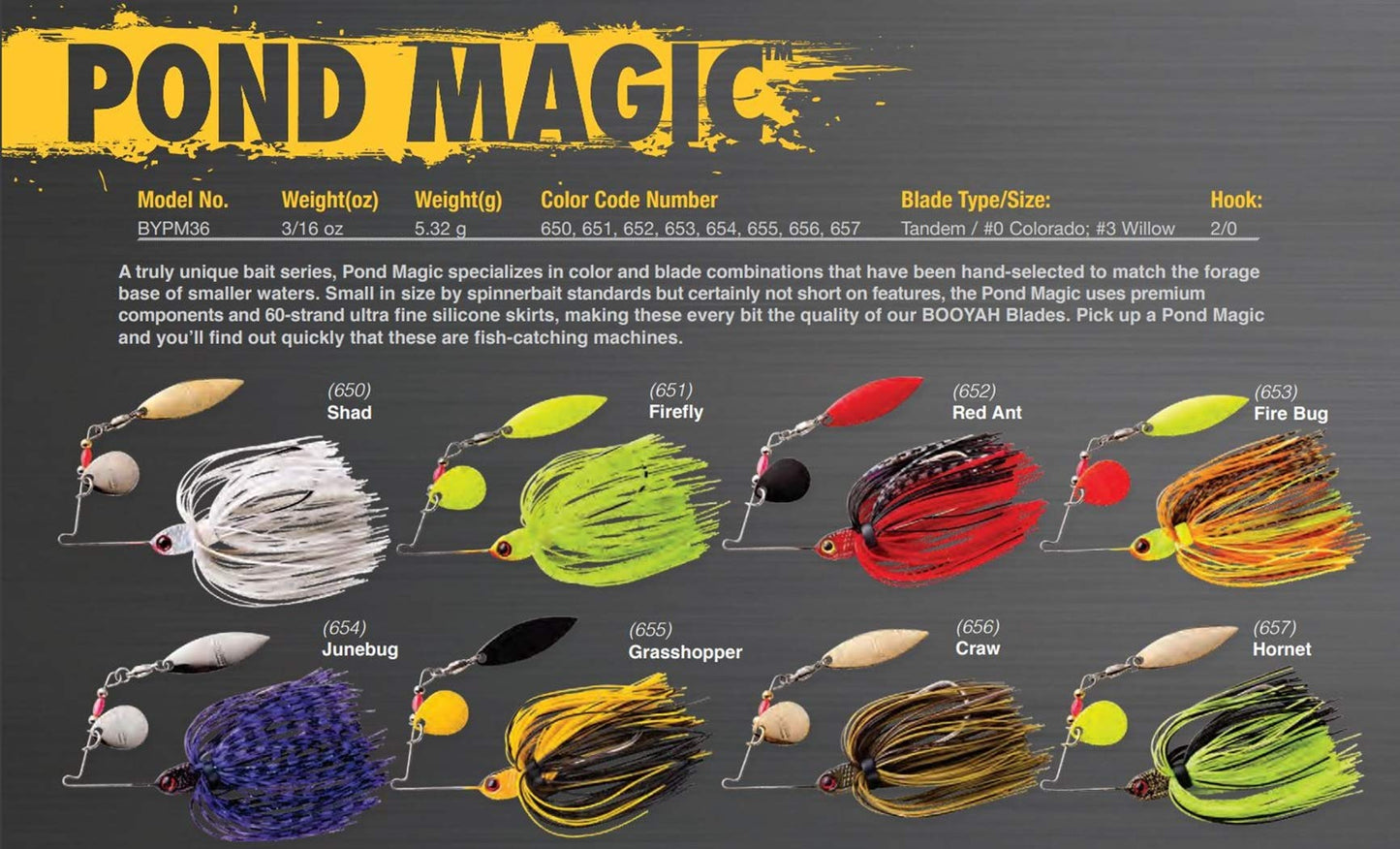 BOOYAH Pond Magic Small-Water Spinner-Bait Bass Fishing Lure, Firefly, Pond Magic