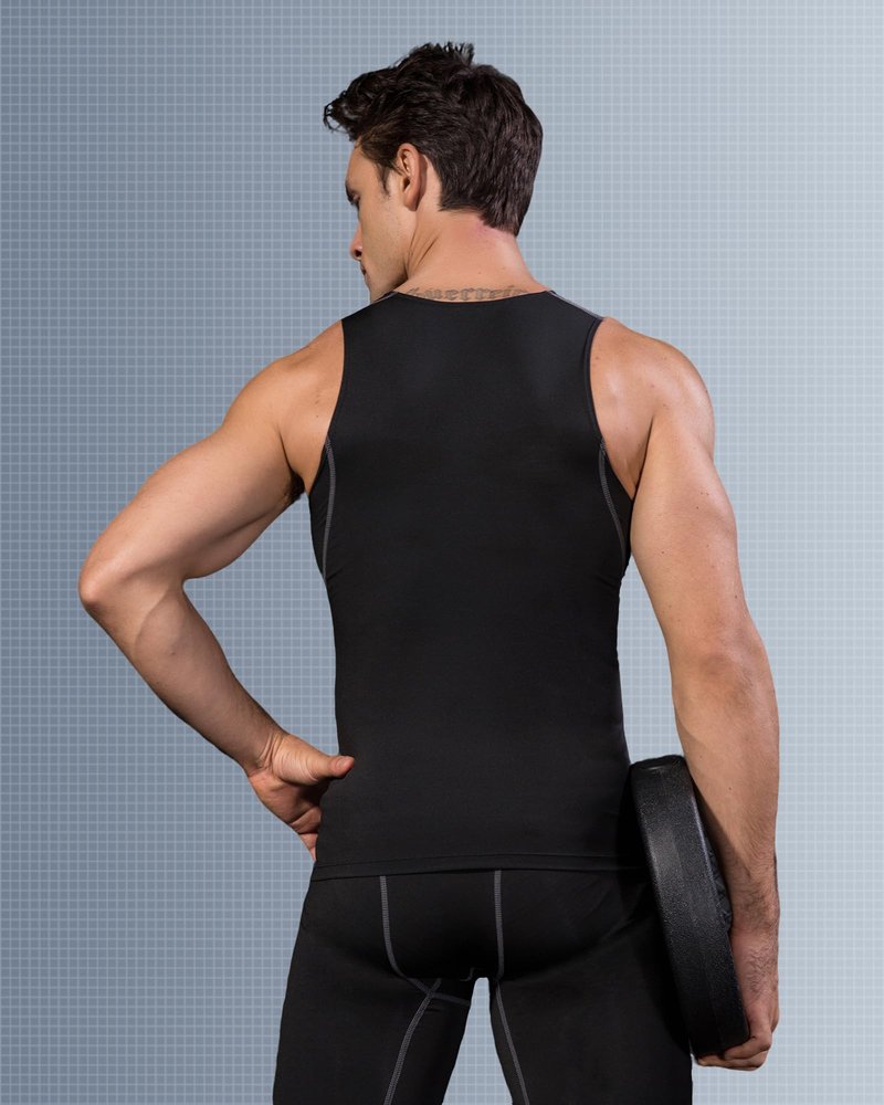 LWISMIL 3 Pack Black Compression Tank Top Men Sleeveless T-Shirt Dry Fit Athletic Workout Sports Running Baselayer Undershirt