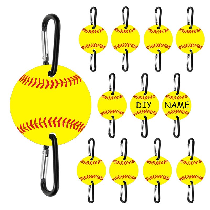 12 Pack Softball Bag Fence Hooks – Thick Fence Clips with Writable Acrylic Plates – Dugout Organizer for Softball Gear, Backpacks, Helmets, Bottles, Team Gifts