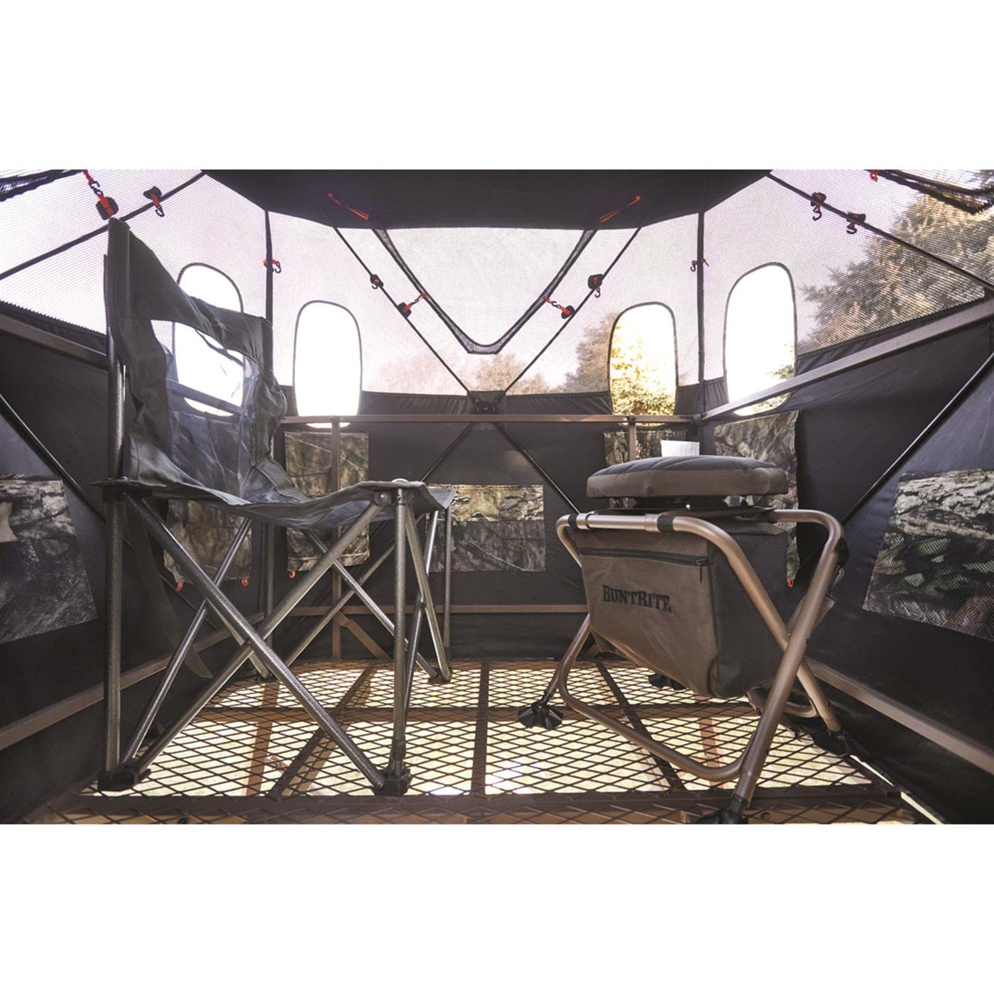 Guide Gear 6 Foot Tripod Hunting Tower Blind, 2-Man Stand Elevated, Hunting Gear Equipment Accessories, 4 by 4 Mossy Oak Country Roots