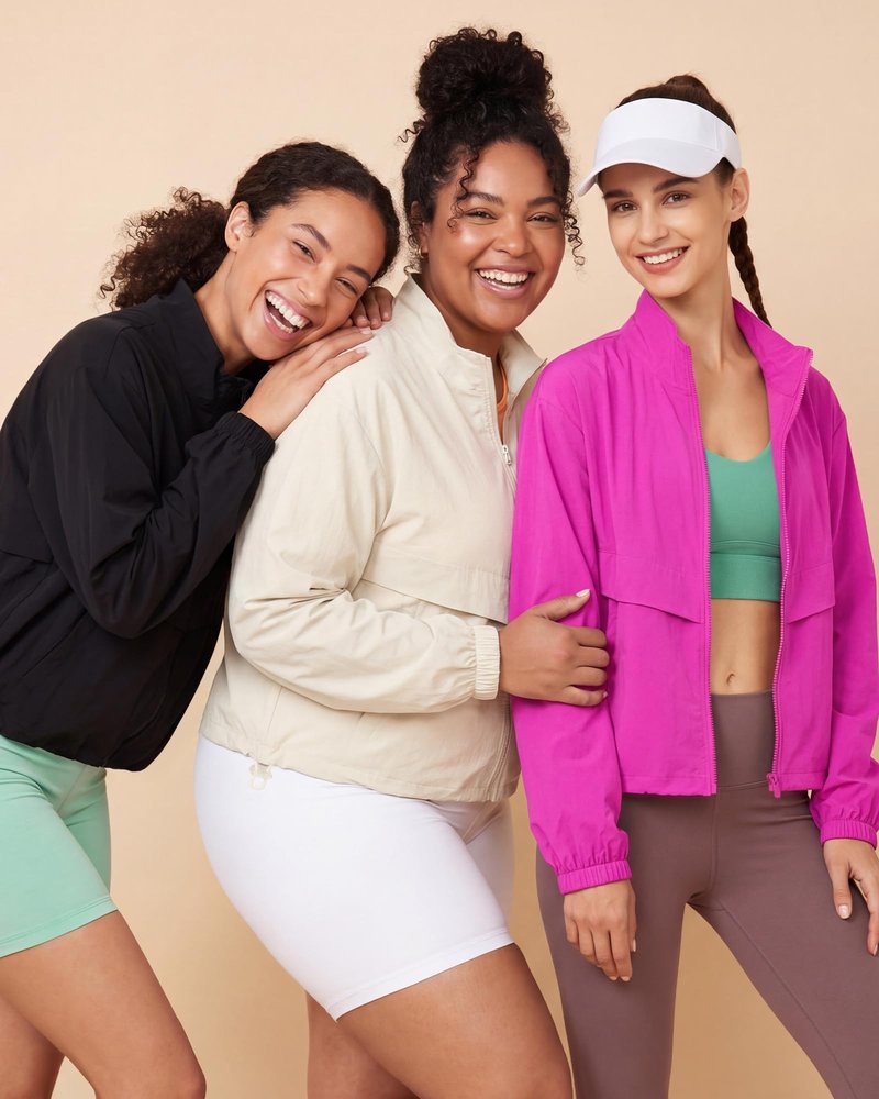 Gacaky Women's Lightweight Athletic Jacket Sun Protection Full Zip Long Sleeve Shirts Workout Track Jackets with Pocket Hiking Outdoor Rose S