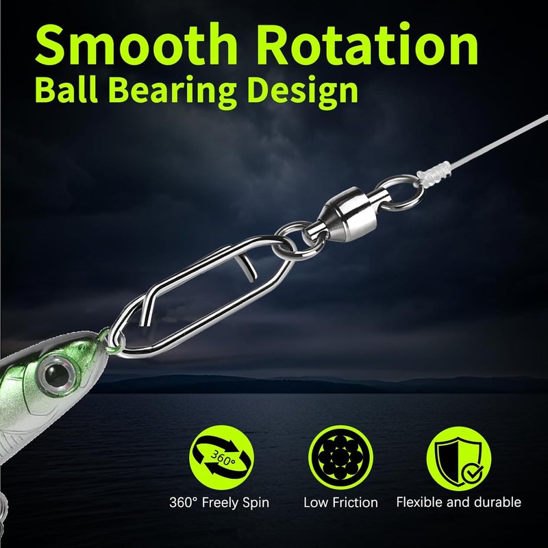 Fishing Swivels & Quick-Change Clips - 25 Pcs Pro Saltwater 360° Spin Stainless Steel Heavy-Duty Corrosion-Proof