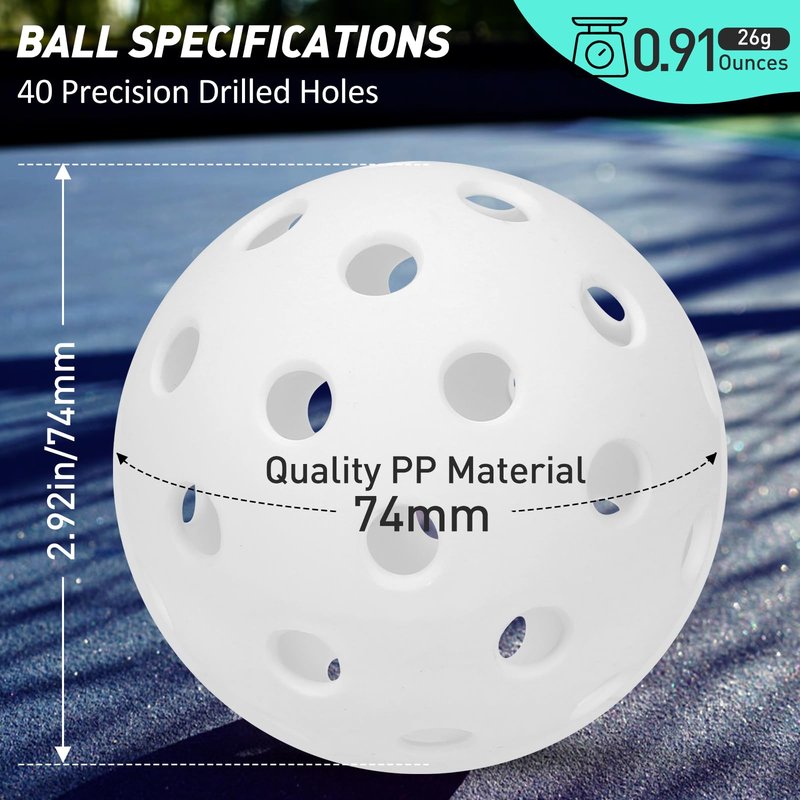 YOOWIND Pickleball Balls, 12 Pack 40 Holes Outdoor Pickleball Balls, Perfectly Balanced, High Elasticity and Durable Pickleballs for Beginners and Professional (Creamy White, 12 Pack)