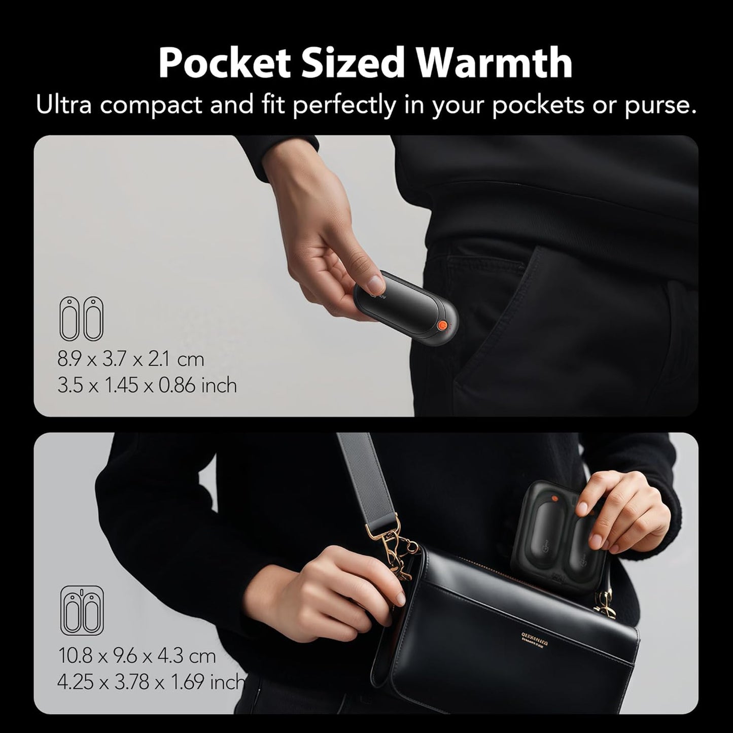 Rechargeable Hand Warmers - 5 Levels Double-Sided Heating | 10000mAh Charging Case, Portable Pocket Heater for Winter Outdoor Activities