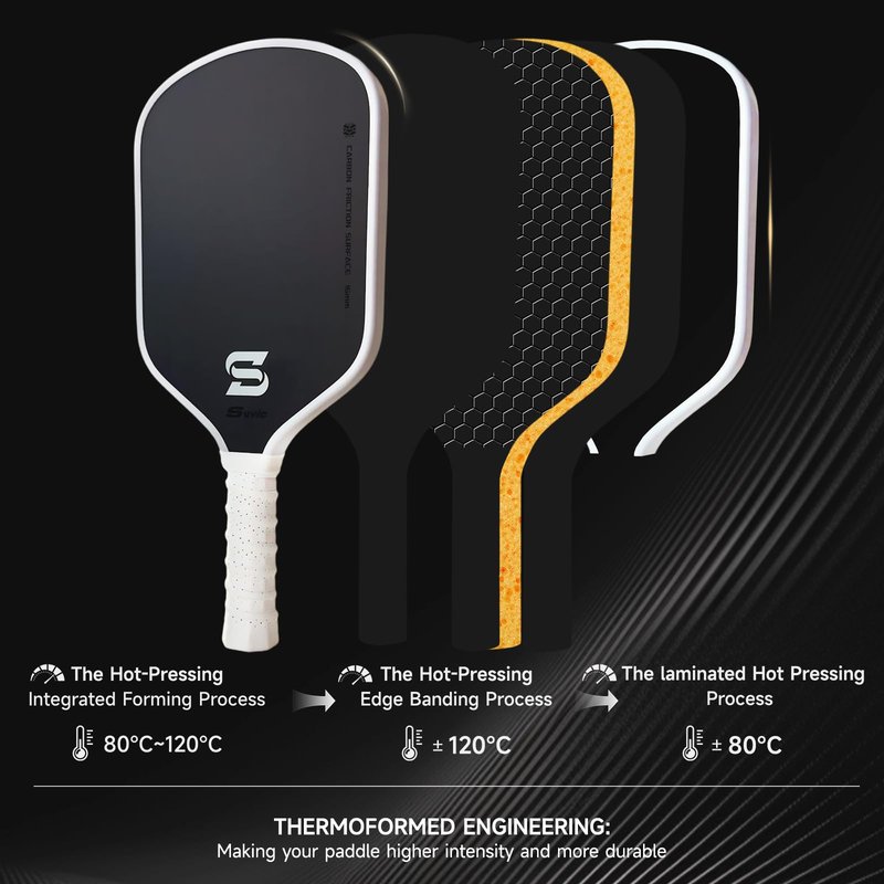 Pickleball Paddles,Pickleball Paddle Compliant USAPA&UPA-A,Carbon Fiber Pickleball Paddle,hermal Pressed Pro Spin & Control, 16mm Honeycomb Core for Tournament-Level Consistency