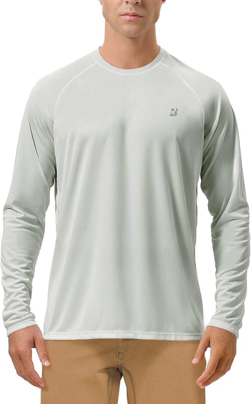UPF 50+ UV Sun Protection Long Sleeve Shirt - Men's Rash Guard for Fishing, Hiking & Running