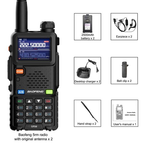 BAOFENG Radio 5RM 10W Ham Radio Handheld Upgraded of UV-5R Multi-Band Two Way Radio Long Range Walkie Talkies for Adults NOAA Weather Copy Frequency USB C Charger 999CH Outdoor Hiking Camping