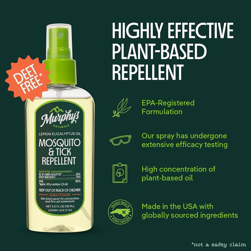 Murphy's Naturals Mosquito & Tick Repellent Spray - Oil of Lemon Eucalyptus, 4 Oz Pump | 2-Pack