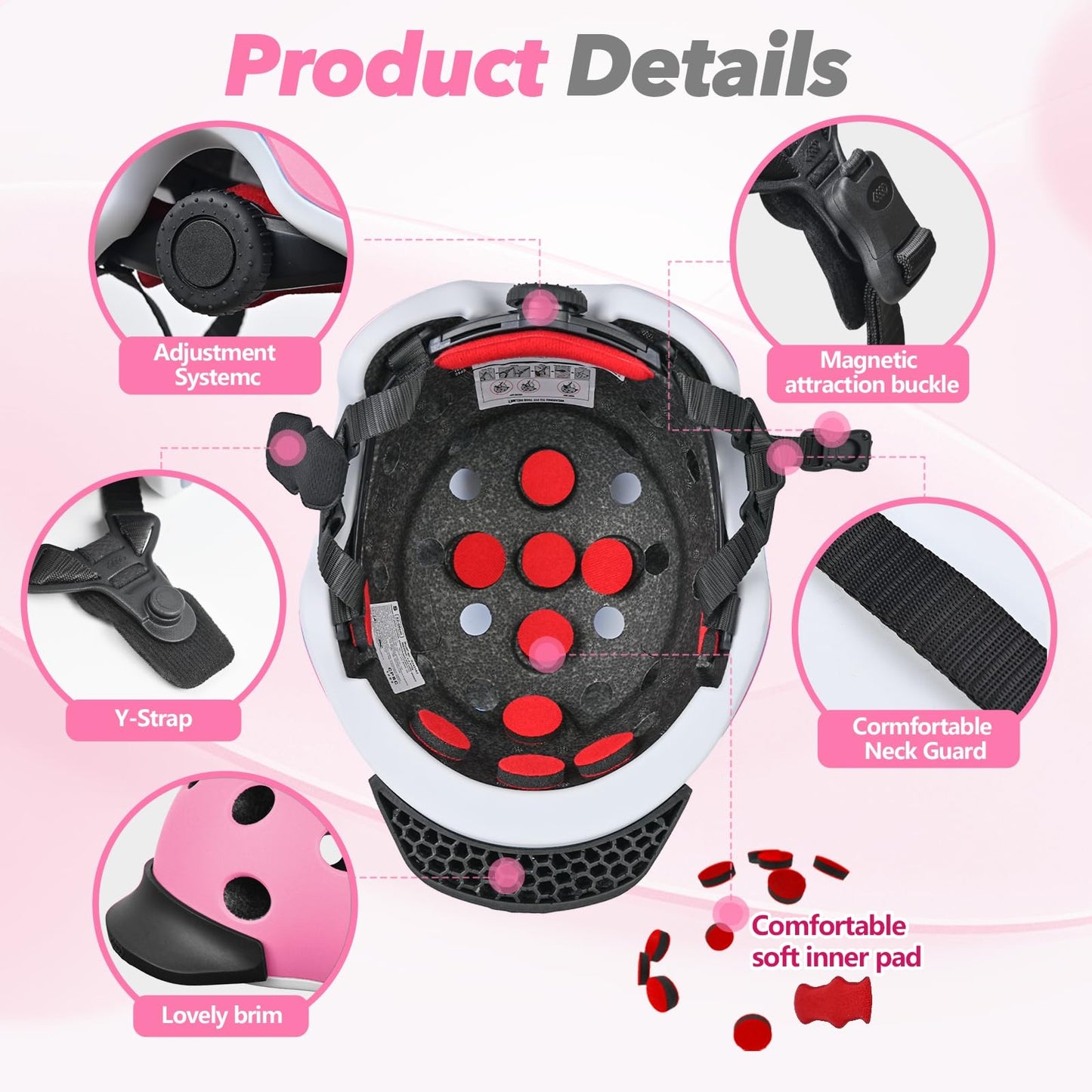 Wemfg Kids Bike Helmet for 5-8-14 Magnetic Buckle Skateboard Helmet for Boys Girls Child Youth Adjustable Lightweight Ventilation and Multi-Sports Scooter Cycling Roller Balance