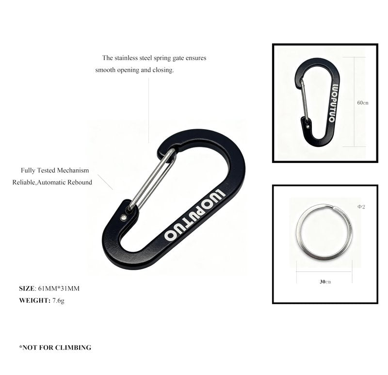 LUOPUTUO 6 Pcs Reflective Strip Paracord Keychain, Braided Paracord Keychain for Backpacks Camping Hiking (Double hook, 6 pcs, 2 Black+1 Pink+1 Blue+1 Yellow+1 Green)