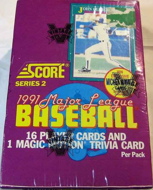 1991 SCORE BASEBALL SERIES 2 36 CT WAX BOX LOOK FOR MANTLE AUTO