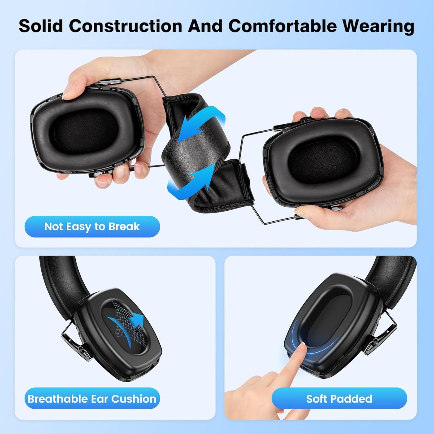 Link Dream Ear Protection - NRR 35dB Noise Canceling Ear Muffs with Adjustable Headband for Shooting | 2-Pack