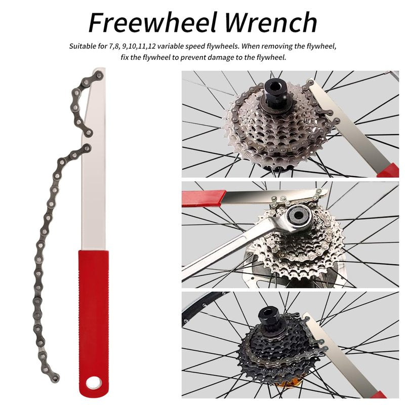 5 Pcs Bike Cassette Removal Tool with Chain Whip and Auxiliary Wrench Bicycle Sprocket Removal Tool Bicycle Cassette Lock Ring Extractor Freewheel Remover Wrench Sprocket Remover