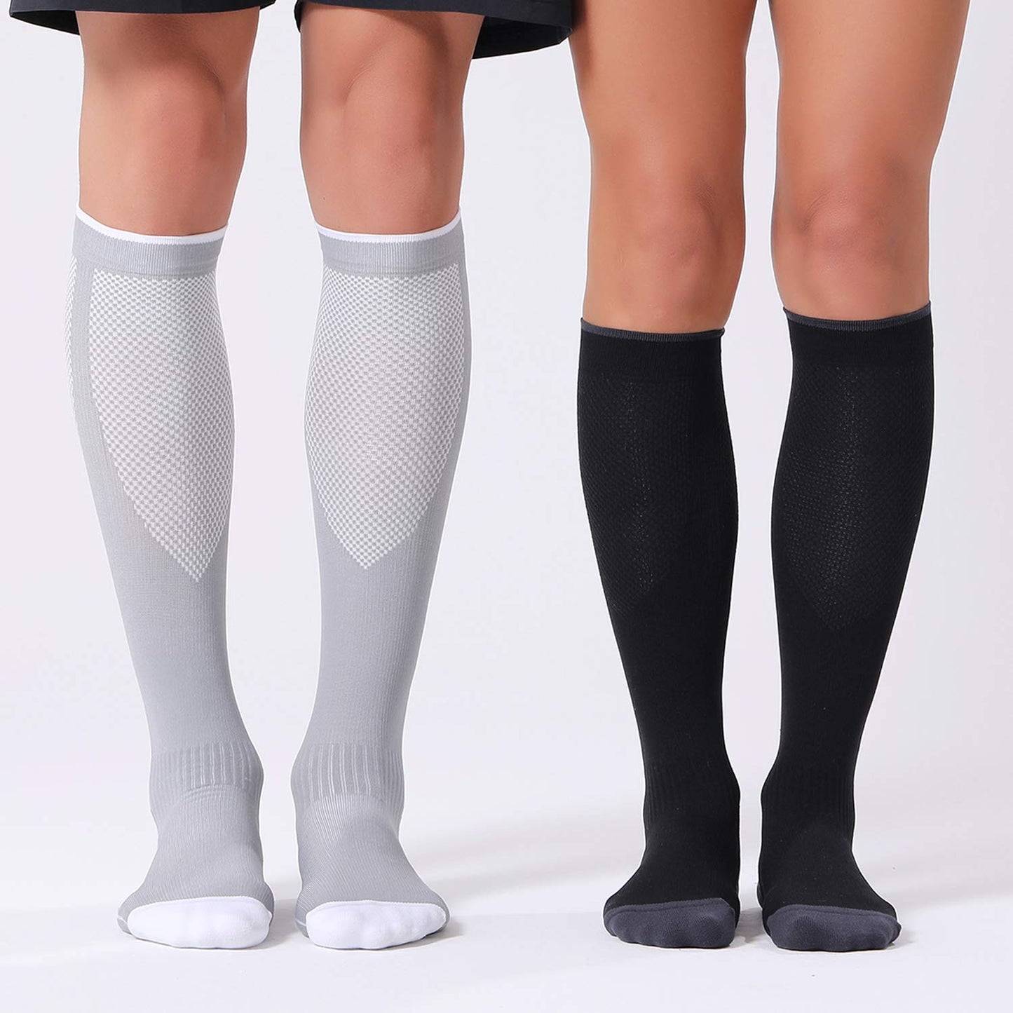 FITRELL 3 Pairs Compression Socks for Women and Men 20-30mmHg- Circulation and Muscle Support Socks for Travel, Running, Nurse, Knee High, Medical WHITE S/M