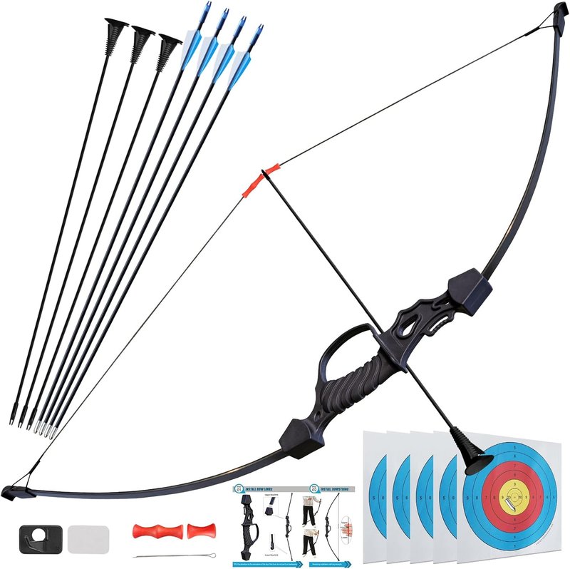 40-Inch Bow and Arrow Set - Ambidextrous Recurve Bow for Teens | 7 Arrows Included, Perfect for Outdoor Games