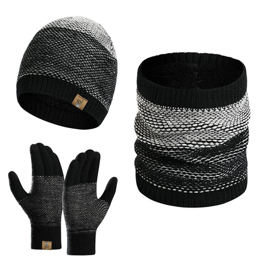 Womens Beanie Hat Scarf with Touchscreen Gloves Skull Cap Neck Warmer with Fleece Lined Long Scarves for Women Men