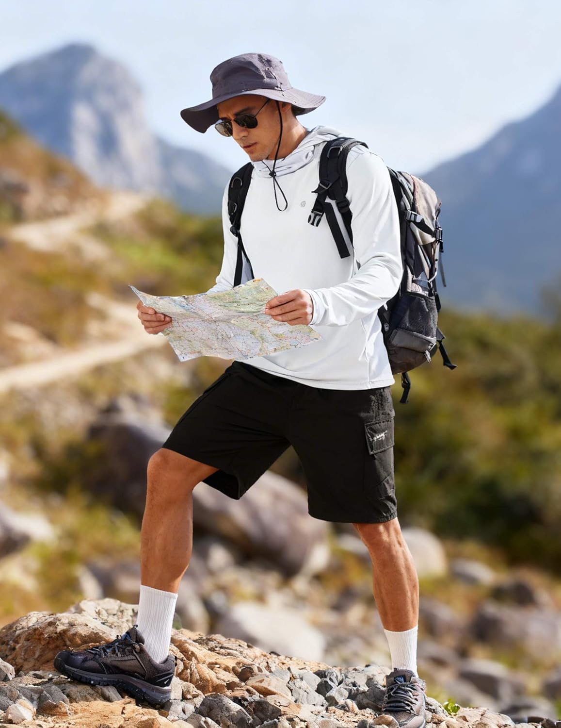 UPF 50+ Sun Protection Hoodie for Men - Quick Dry Long Sleeve Fishing & Hiking Shirt | Lightweight UV Rash Guard