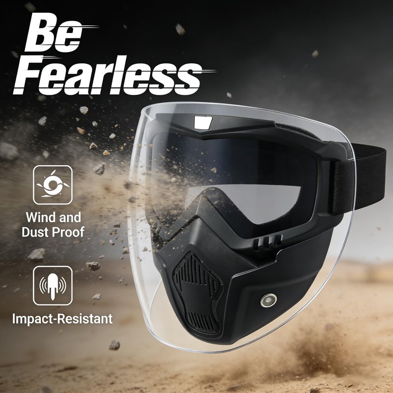 Paintball Mask Anti Fog, Full Face Tactical Mask Goggles Detachable for Motorcycle Cycling Skiing Halloween CS Game Cosplay (Black)