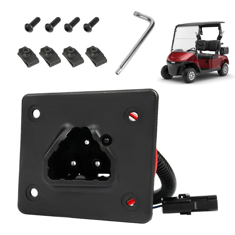 FIXHAWK Golf Cart 48V Battery Charger Receptacle for EZGO RXV 2008-UP Electric and EZGO 2Five 2010-UP Delta-Q, EZGO Charging Port with Wires,Replace OEM# 604321,611219,602529