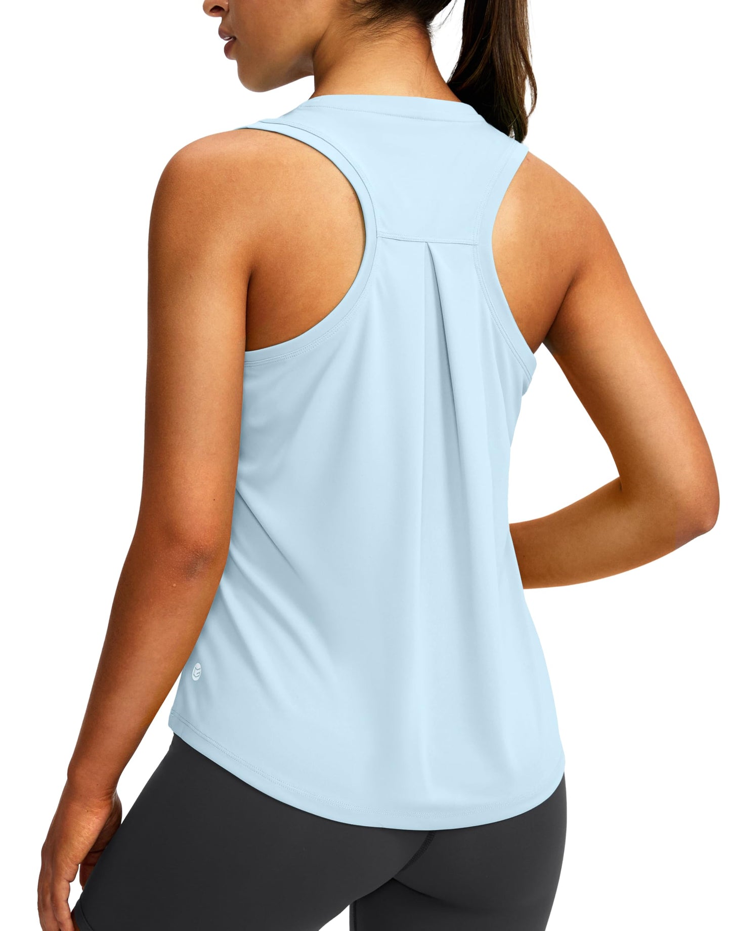 Women's Workout Tops Racerback Athletic Tank Tops Sleeveless Loose Fit Yoga Running Gym Shirts for Women(Blue Linen,XS)