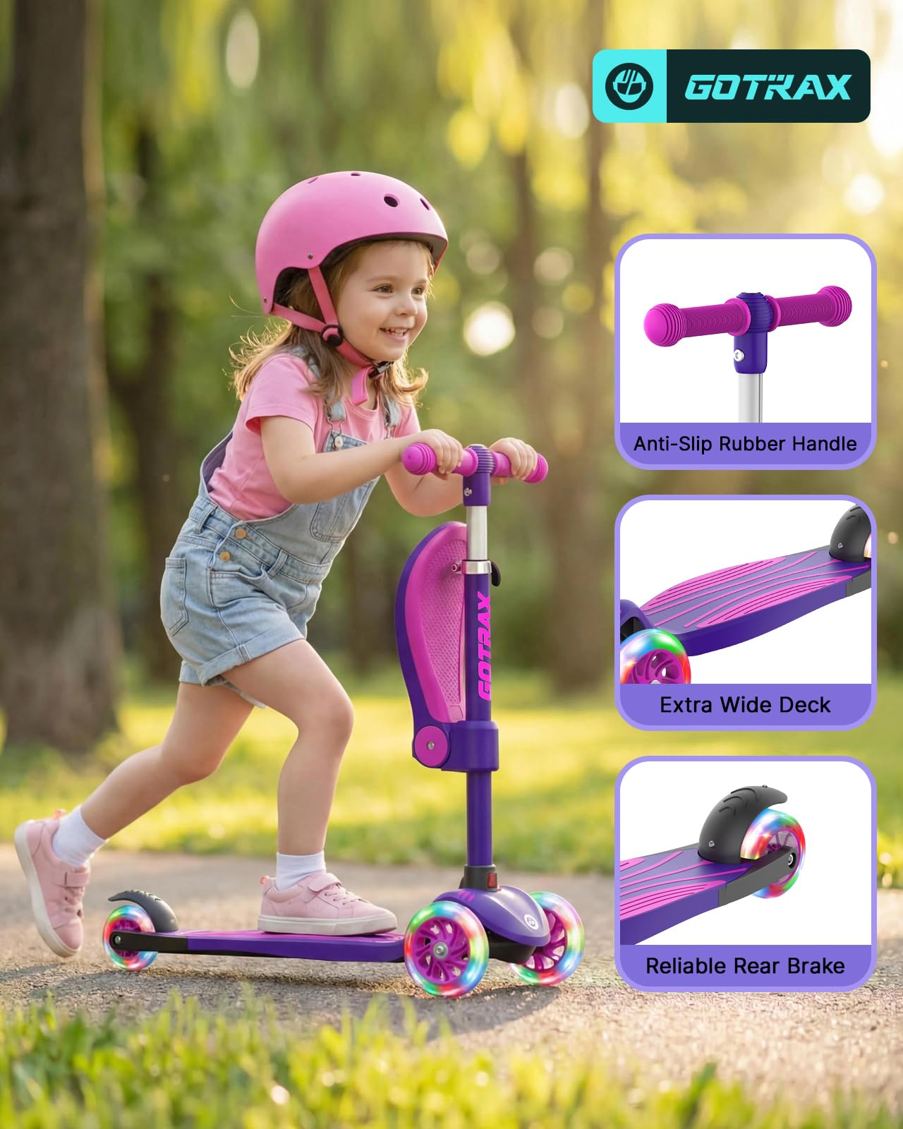 Gotrax KS3 Kick Scooter with Seat, 3 Wheels for Kids Age 2+, Gifts