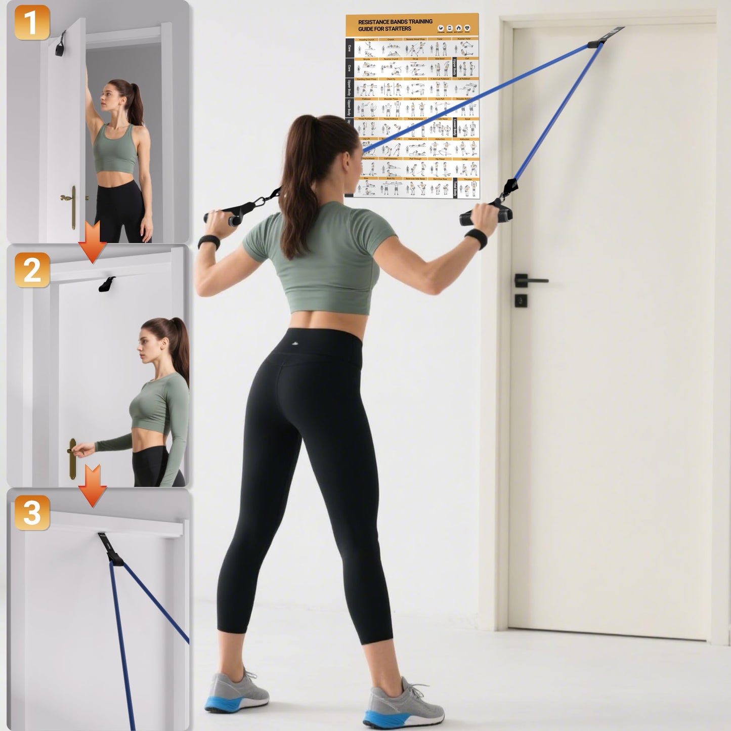 Readaeer Resistance Bands, Exercise Bands for Working Out, Work Out Bands with Handles for Men and Women for Indoor and Outdoor Sports