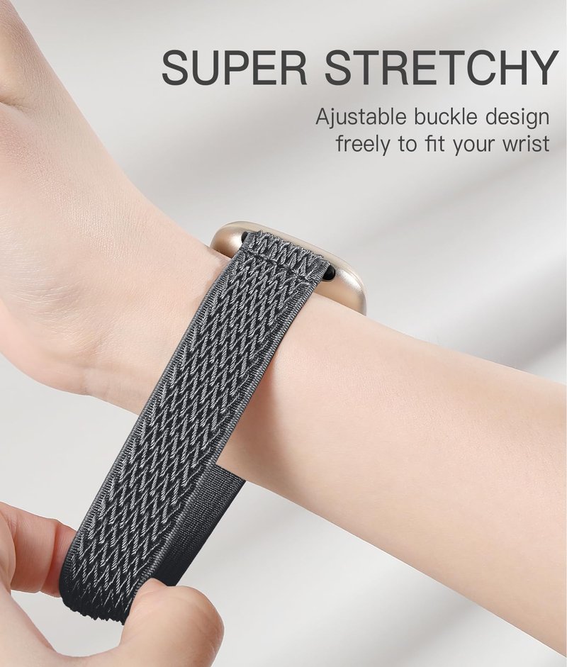Adorve Compatible with Fitbit Versa 3 Bands/Fitbit Versa 4 Band/Fitbit Sense Bands for Men Women, Adjustable Stretchy Solo Loop Elastic Nylon Sport Strap for Smart Watch Replacement