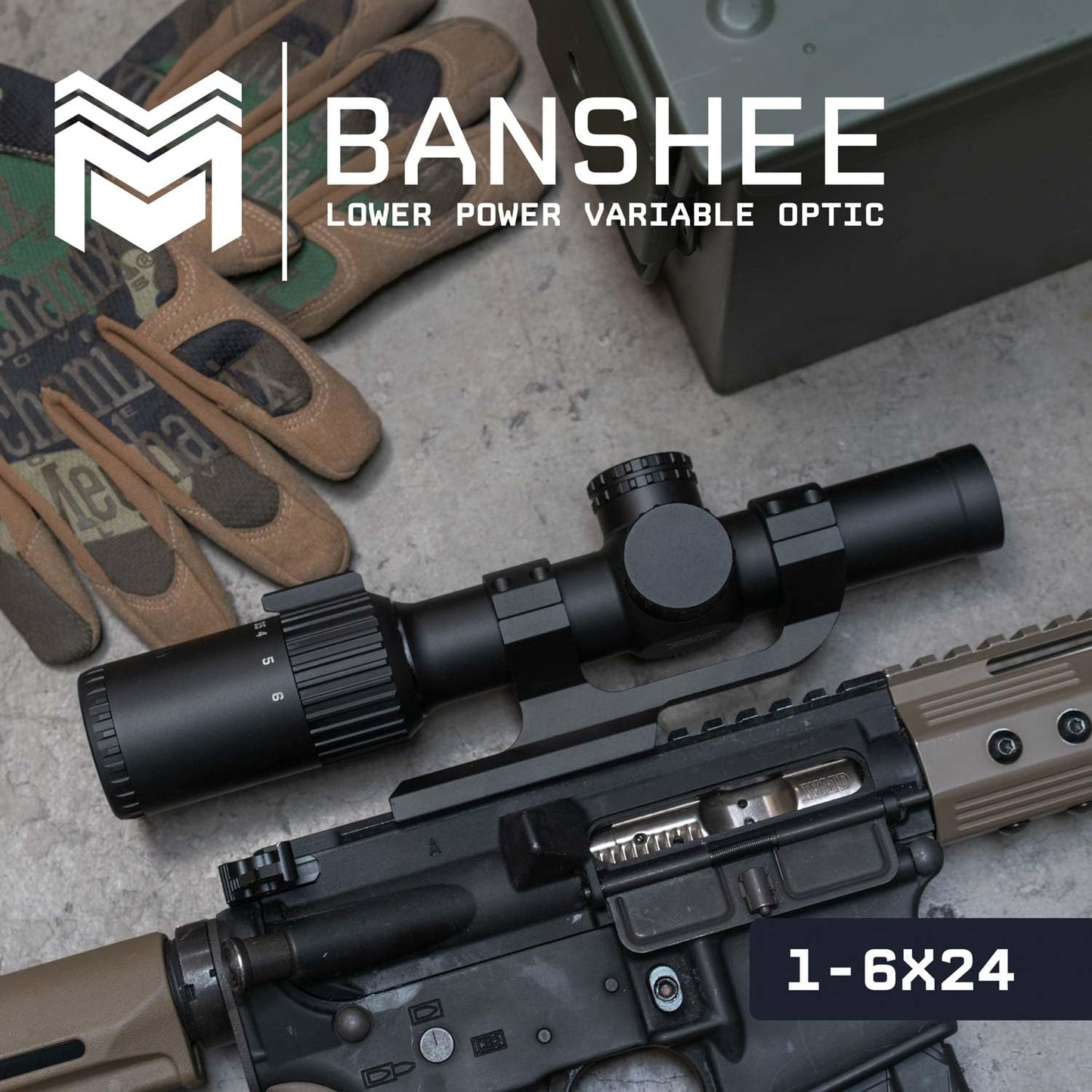 Monstrum Banshee 1-6x24 LPVO Rifle Scope with Offset Scope Mount | Flat Dark Earth | MX1 Reticle