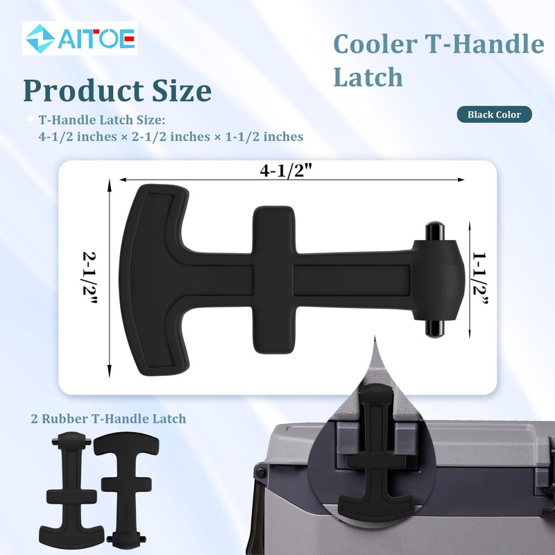 ZAITOE 2 Pack - Cooler T-Handle Latch with Hinge Pin Compatible with 25/50/ 72 Qt Ig-loo BMX/Overland Coolers Latches Replacement (Not Fit IMX Cooler)