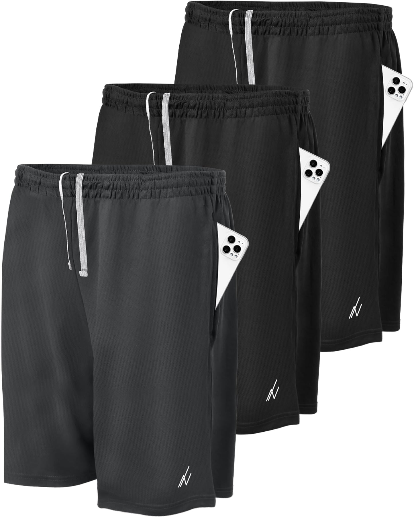 NY Threads Multi Pack Men's Athletic Shorts Quick Dry Lightweight Workout Running Gym Shorts with Pockets