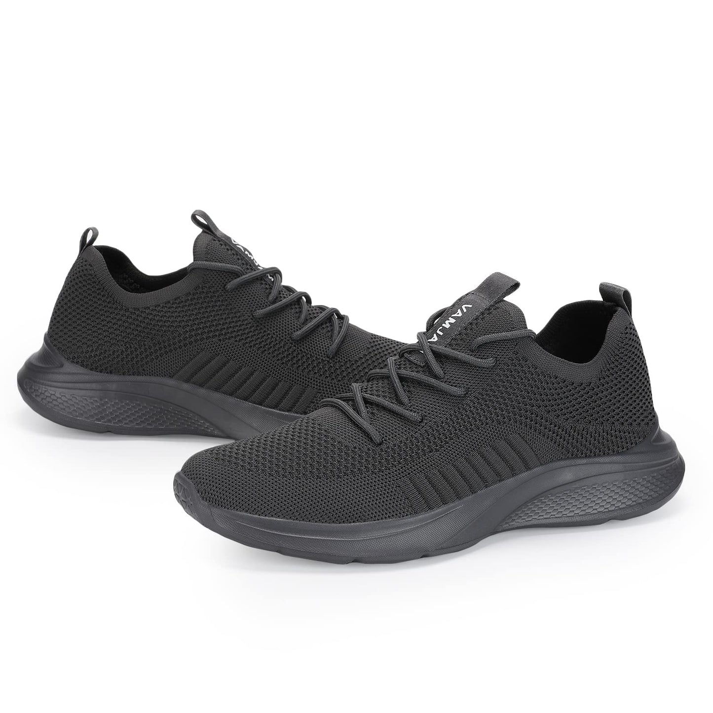 VAMJAM Men's Running Shoes Fashion Sneakers Lightweight Breathable Flying Knitting Lace Up Mesh Walking Shoes Workout Casual Sports Shoes Allgrey Size 9.5