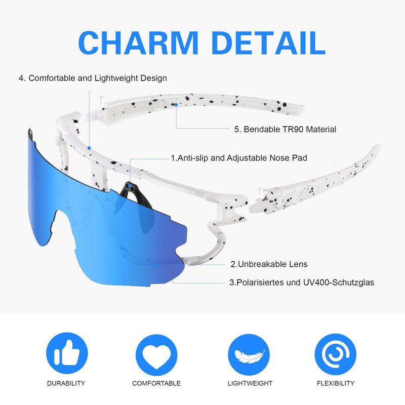 Fanshen Polarized Sports Sunglasses for Womens, Baseball Softball Sun Glasses for Youth Men Cycling, Running, Mountain Bike UV Protection (Pink)
