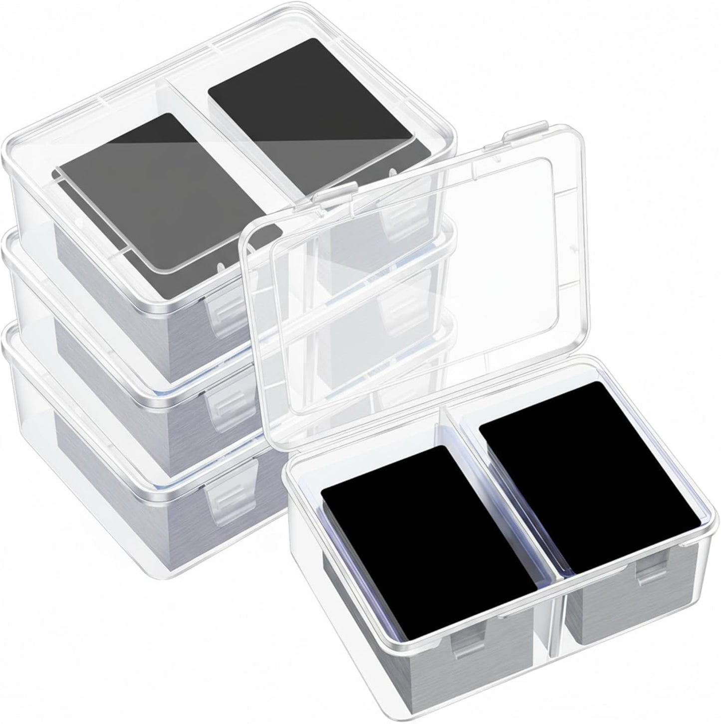 Vicenpal 300 Card Storage Box - Clear Plastic Trading Card Case with Removable Divider | Organizer for MTG, Baseball, Football (4 Pcs)