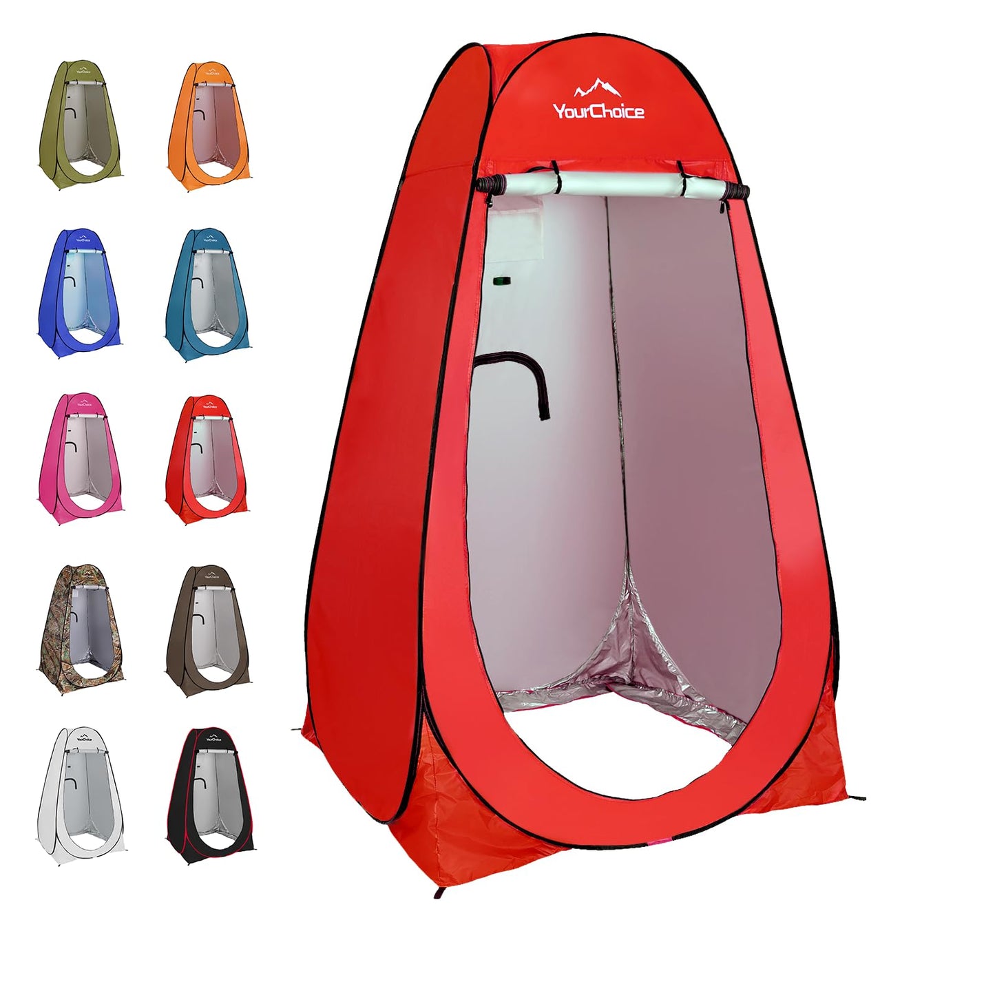 Your Choice Pop Up Privacy Tent, 3.9x3.9x6.2FT Portable Shower Tent for Camping, Waterproof Outdoor Changing Room with Carry Bag for Beach Hiking RV Fishing - Red