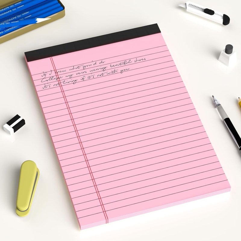 Small Note Pads - 5x8 College Ruled Notebooks | 5-Pack Perforated Writing Pads for School & Office