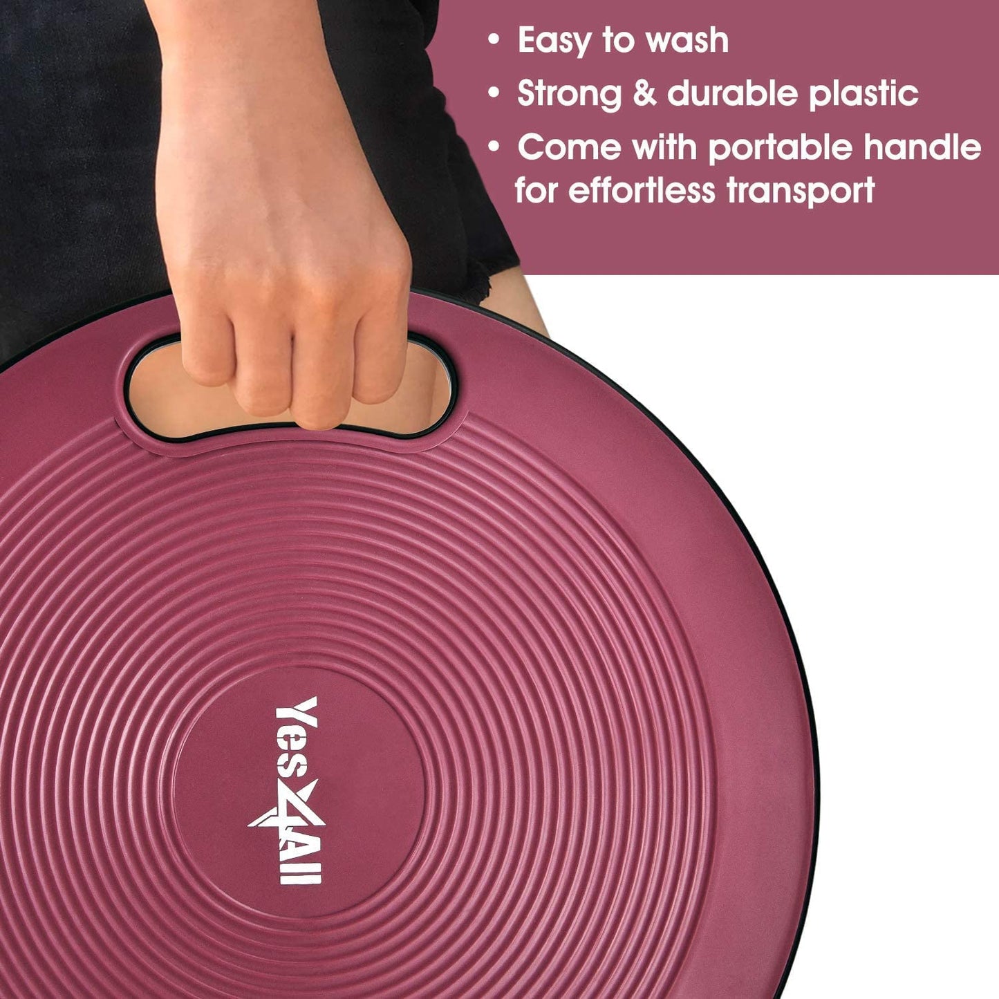 Yes4All Plastic Wobble Balance Board-Round Balance Trainer Board, Wobble Board for Standing Desk, Core Training, Home Gym Workout