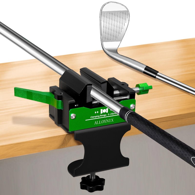 ALLOYNIX Golf Club Regripping Kit, No-Drill Vise Clamp with Rubber Protection, Quick Release, 6-28mm Shaft Compatibility