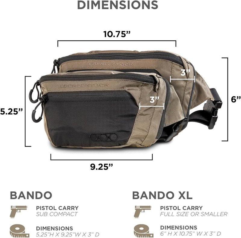 Eberlestock Bando Bag XL - Tactical Men's Fanny Pack w/Adjustable Waist Belt, Zippered Pockets, Compact Lightweight Belt Bag, Everyday Hip Pouch for Travel Outdoor Running Hunting, Coyote Brown
