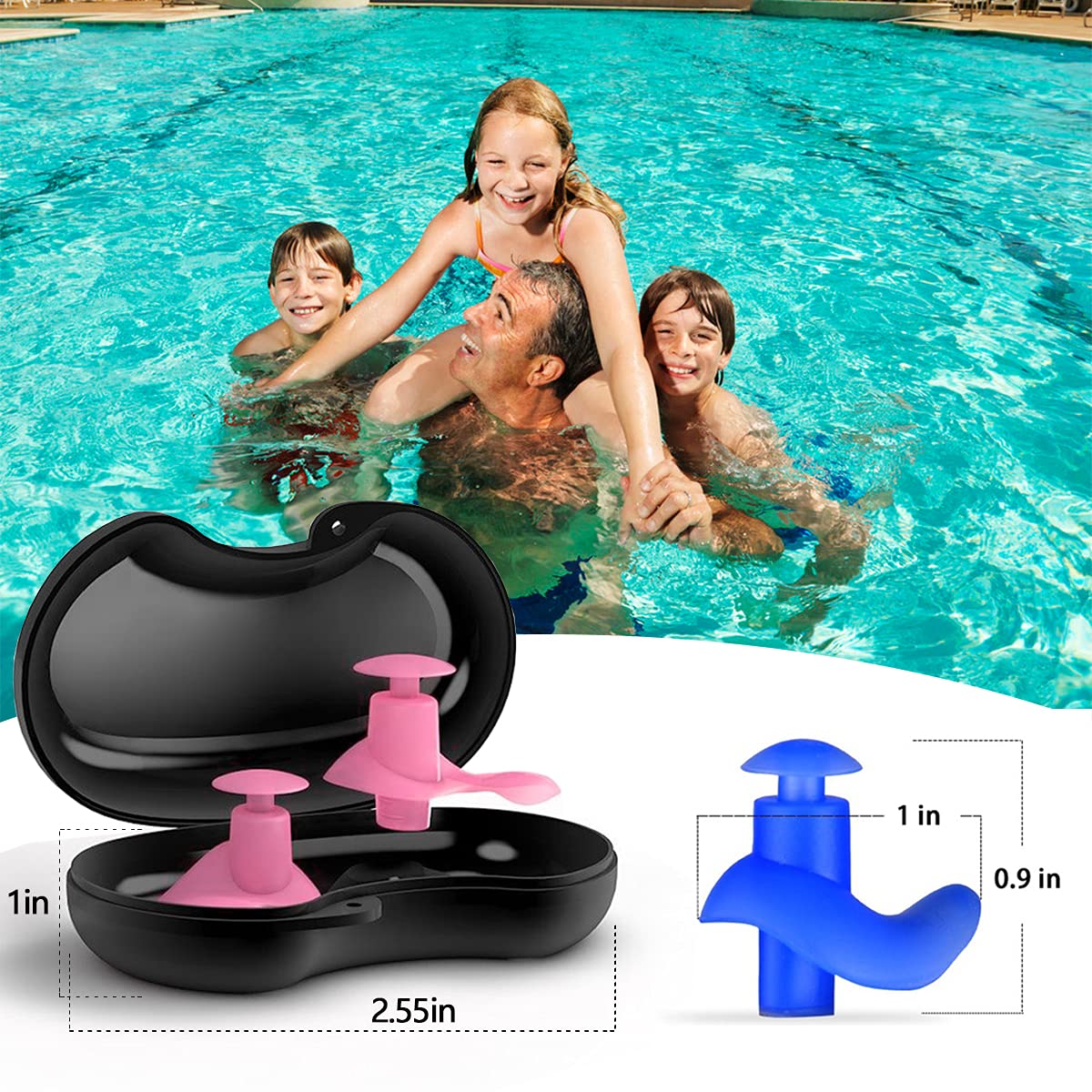 Naohiro Swimming Earplugs, 5-Pairs Pack Waterproof Reusable Silicone Swimming Ear Plugs for Swimming Showering Bathing Surfing Snorkeling and Other Water Sports,Suitable for Kids and Adults (Kid)