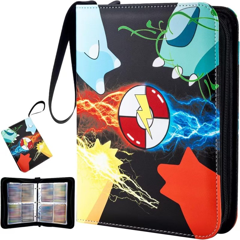 Trading Card Binder - 400 Pocket Card Book Holder with 50 Removable Sleeves | Waterproof PU Material, Portable Collectible Album