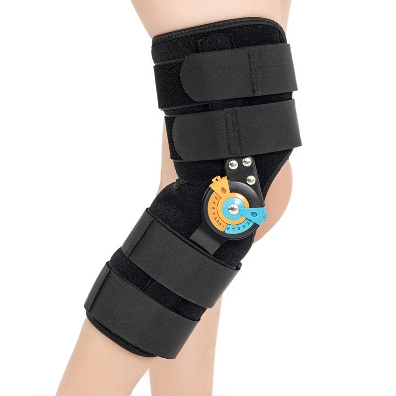 Hinged ROM Knee Braces Adjustable Knee Immobilizer Support for Knee Pain ACL MCL PCL Arthritis Meniscus Tear Post OP Recovery for Men and Women Side Stabilizers Torn Meniscus Orthopedic Orthosis (Basic Version, Medium)