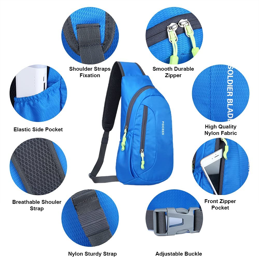 Peicees Small Sling Bag - Crossbody, Chest, Packable Backpack - Waterproof Shoulder Bag for Men & Women - Hiking, Travel