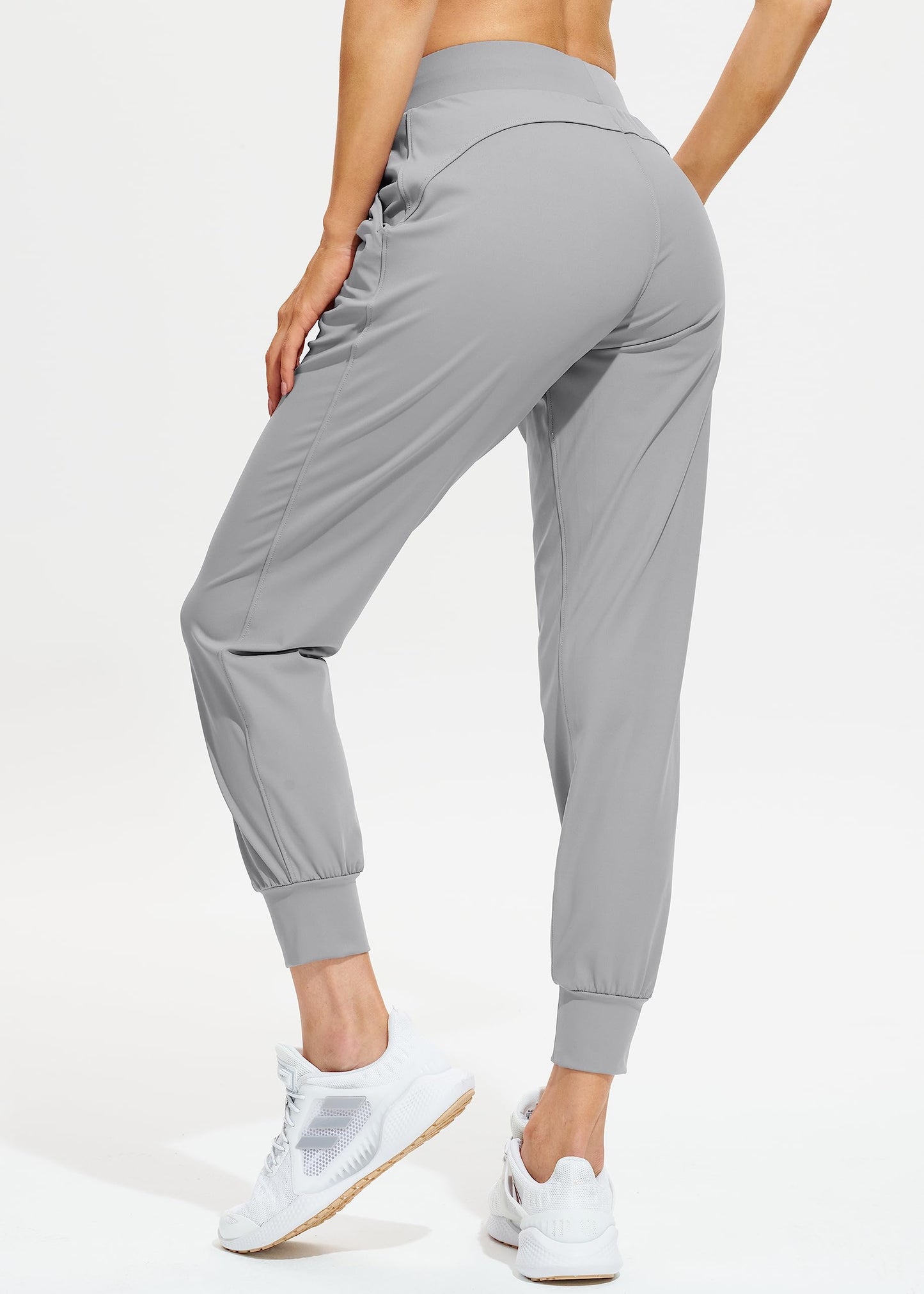 Libin Women's Joggers Pants Athletic Dance Sweatpants with Pockets Running Tapered Casual Pants for Workout,Lounge, Bright Grey M