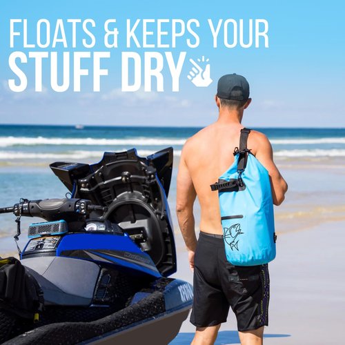 Floating Dry Bags Waterproof Pack of 2 - Lightweight Dry Sack Backpack 15L Blue, 10L Orange Waterproof Bag - Easy Carry Waterproof Bags for Camping, Boating, kayaking, Fishing